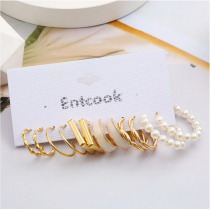 Entcook LATS Boho Big Circle Hoop Earring Set for Women Gold Color Bohemia Vintage Pearl Square Earring Heart Zircon Ear Studs Jewelry