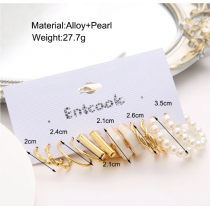 Entcook LATS Boho Big Circle Hoop Earring Set for Women Gold Color Bohemia Vintage Pearl Square Earring Heart Zircon Ear Studs Jewelry