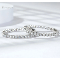 Entcook Hoop Earrings for Women Sparking Diamond with GRA Original s925 Sterling Silver Plated 18k Earring