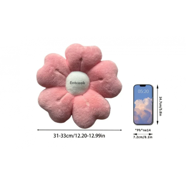 Entcook 32cm Soft Plush Daisy Flower Throw Pillow - Cozy Decorative Cushion for Bed & Sofa, White/Pink, Adorable Floral Desig 