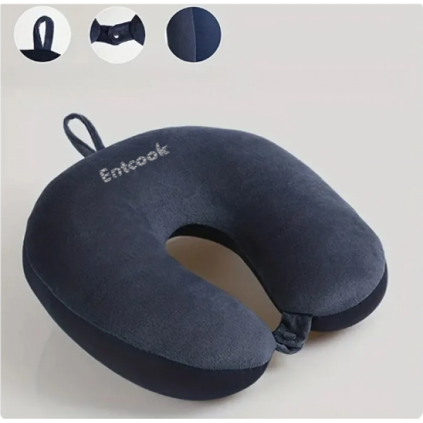 Entcook Simple Plush U-shaped Pillow Driving Travel Neck Pillow Nap Pillow Comfortable to Relieve Fatigue 