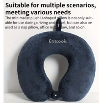  Entcook Simple Plush U-shaped Pillow Driving Travel Neck Pillow Nap Pillow Comfortable to Relieve Fatigue