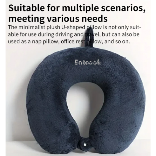  Entcook Simple Plush U-shaped Pillow Driving Travel Neck Pillow Nap Pillow Comfortable to Relieve Fatigue 