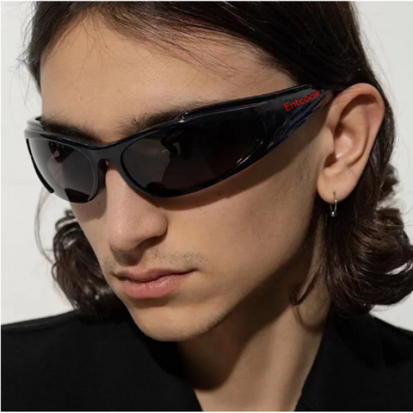 Entcook Y2k Sunglasses For Women Vintage Punk Men's Sun Glasses Retro Oval Mirror Lenses Eyewear Outdoor Cycling Goggle UV400