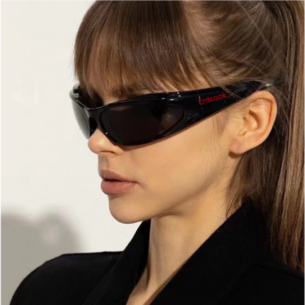 Entcook Y2k Sunglasses For Women Vintage Punk Men's Sun Glasses Retro Oval Mirror Lenses Eyewear Outdoor Cycling Goggle UV400 