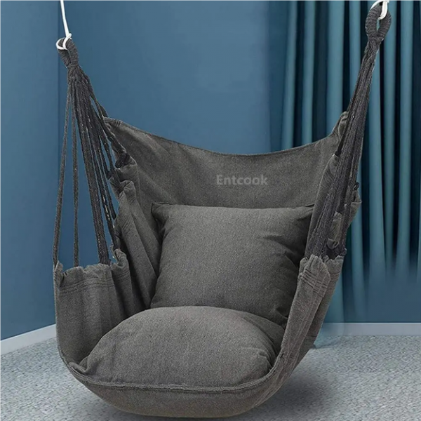 Entcook Portable Outdoor Camping Hammock Chair Canvas Swing Hanging Chair Leisure Lazy Rocking Chairs For Patio Garden Balcony Bedroom